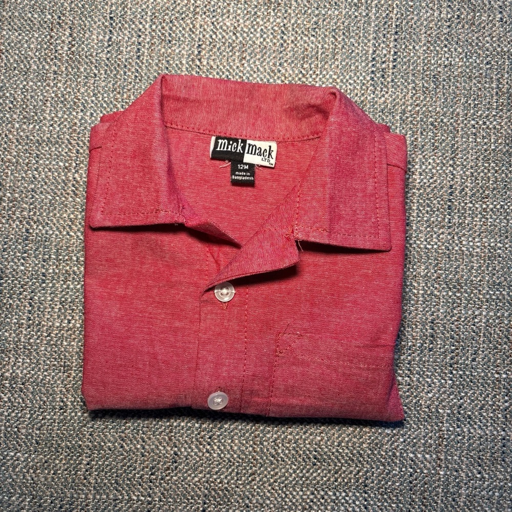 Mick Mack Kids' Short-Sleeve Red Button-Down Shirt 12M - Picture 6 of 6
